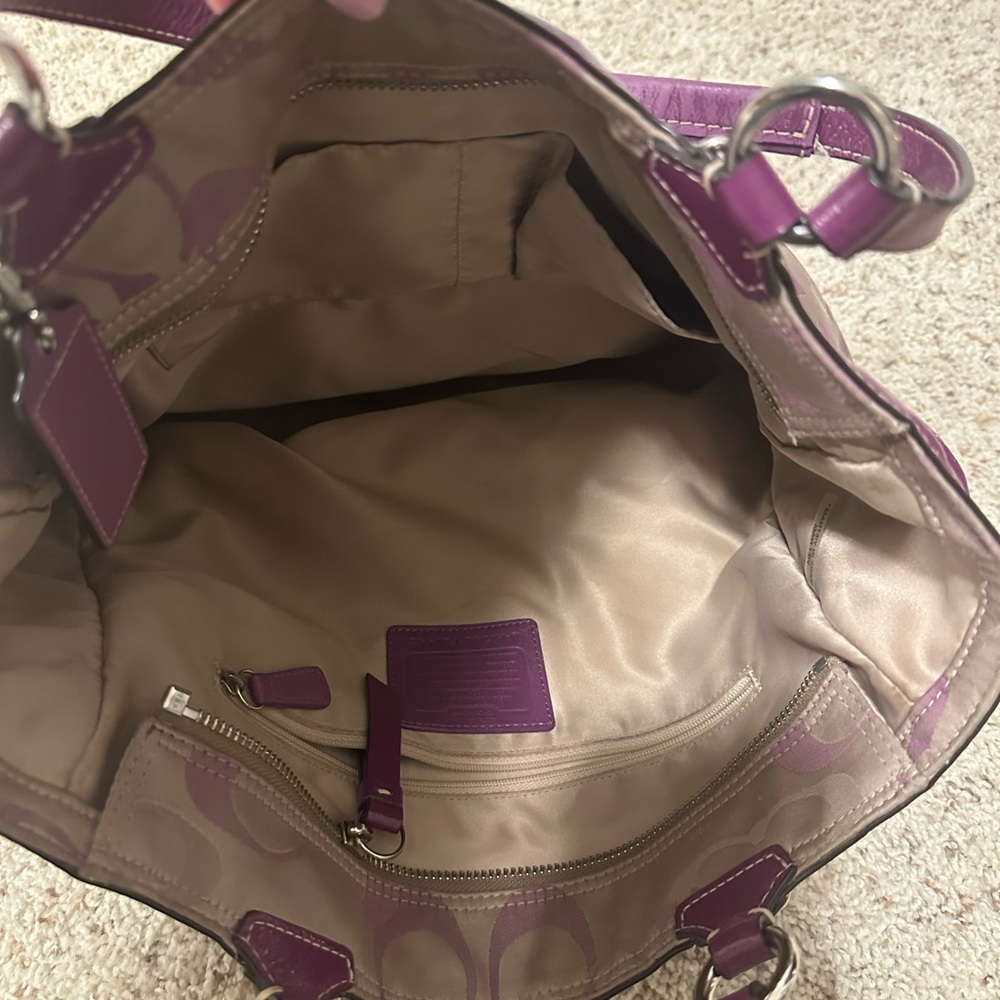 Coach Brown and Purple Signature Tote - Picture 2 of 4